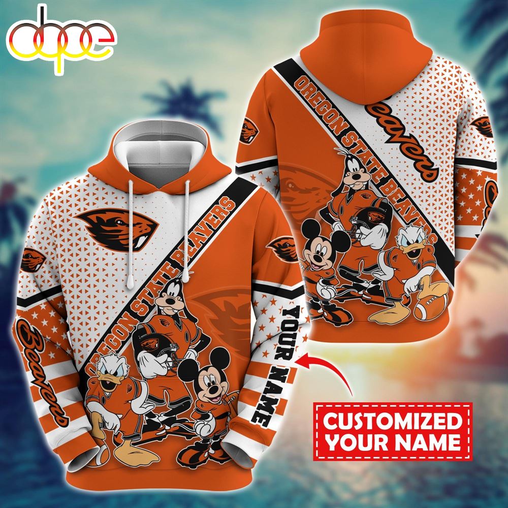 NCAA And Mickey Oregon State Beavers Character Cartoon Movie Custom Name Hoodie New Arrivals
