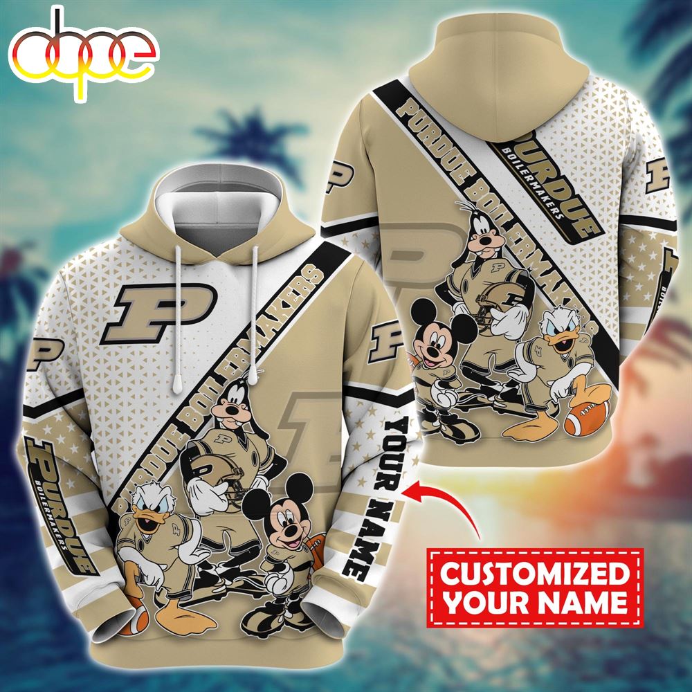 NCAA And Mickey Purdue Boilermakers Character Cartoon Movie Custom Name Hoodie New Arrivals