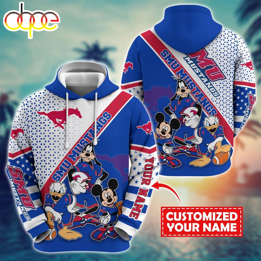 NCAA And Mickey SMU Mustangs Character Cartoon Movie Custom Name Hoodie New Arrivals