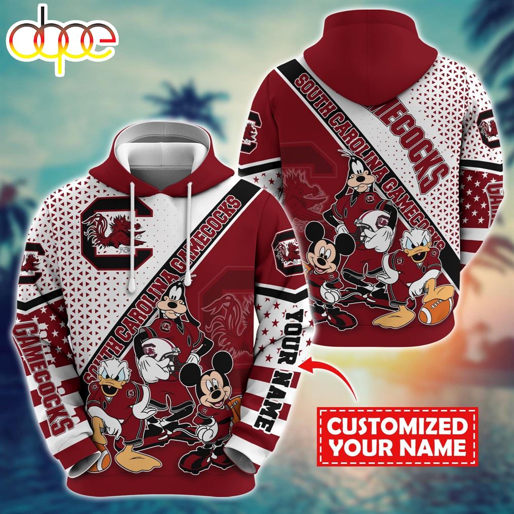 NCAA And Mickey South Carolina Gamecocks Character Cartoon Movie Custom Name Hoodie New Arrivals