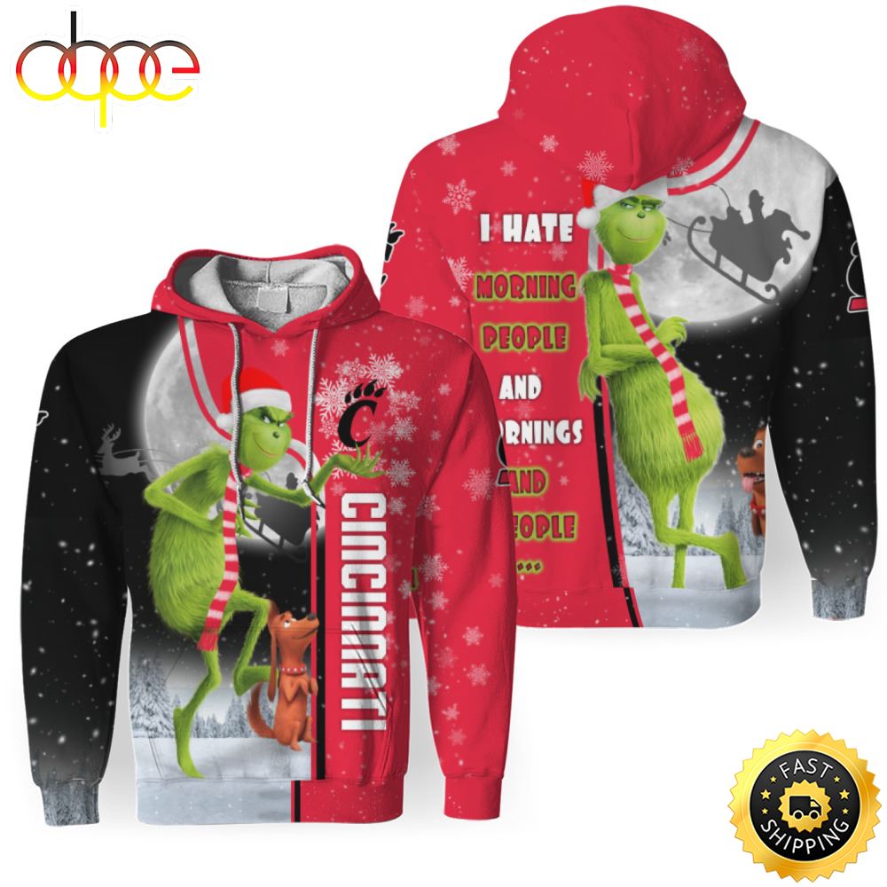 NCAA Cincinnati Bearcats The Grinch Christmas Football Christmas Hoodie All Over Print Shirt
