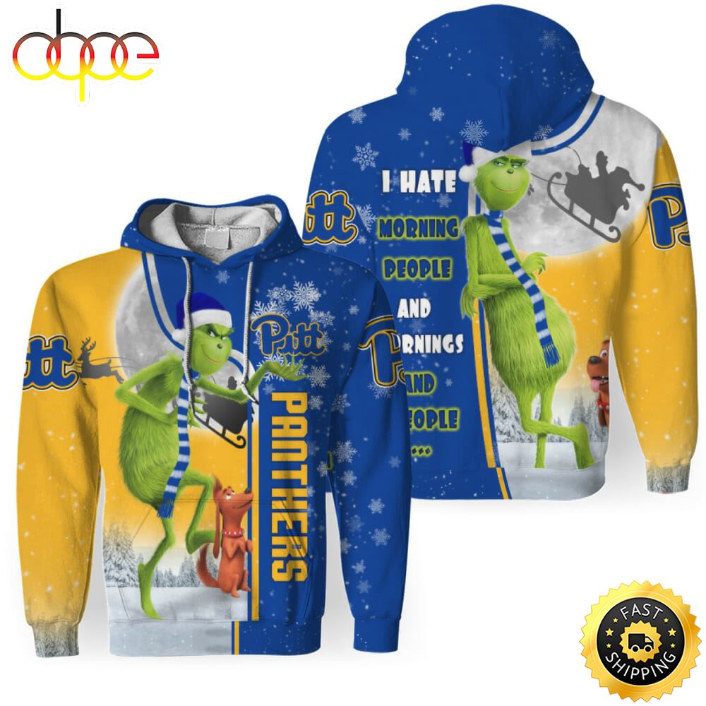 NCAA Pittsburgh Panthers The Grinch Christmas Football Christmas Hoodie All Over Print Shirt