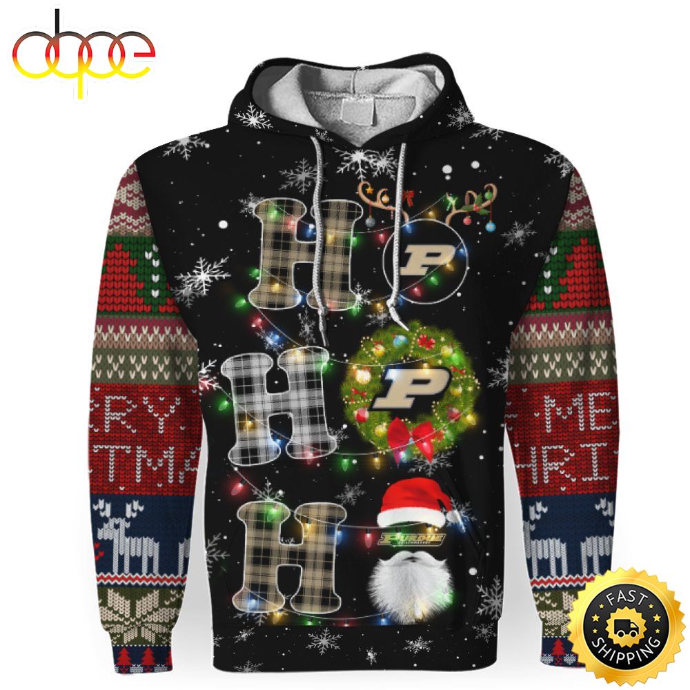 NCAA Purdue Boilermakers Ho Ho Ho Christmas Football Christmas Hoodie All Over Print Shirt