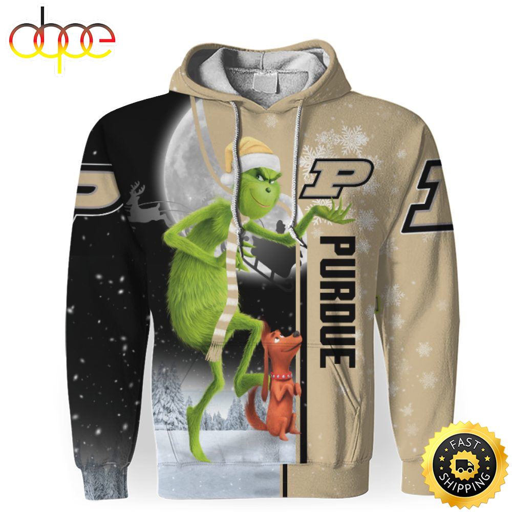 NCAA Purdue Boilermakers The Grinch Christmas Football Christmas Hoodie All Over Print Shirt