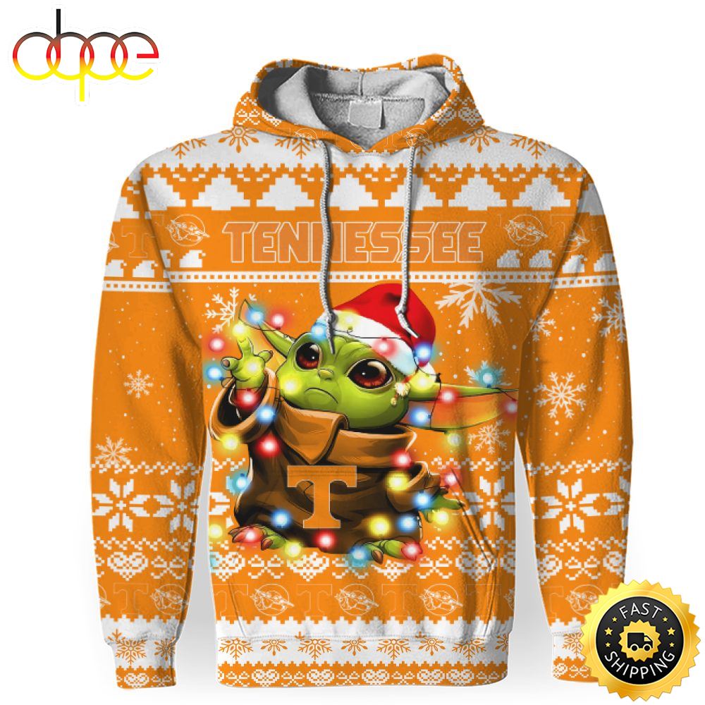 NCAA Tennessee Volunteers Baby Yoda Christmas Football Christmas Hoodie All Over Print Shirt