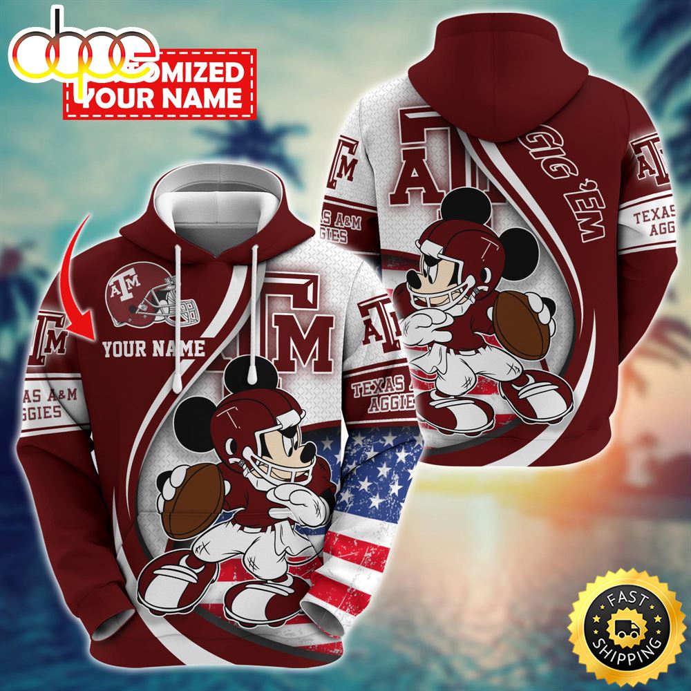 NCAA Texas A&amp;M Aggies Mickey Custom Hoodie Trending Shirt