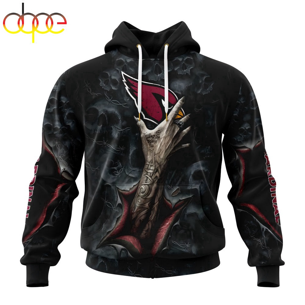 NFL Arizona Cardinals Skull All Over Print Hoodie Shirt Gift For Fans