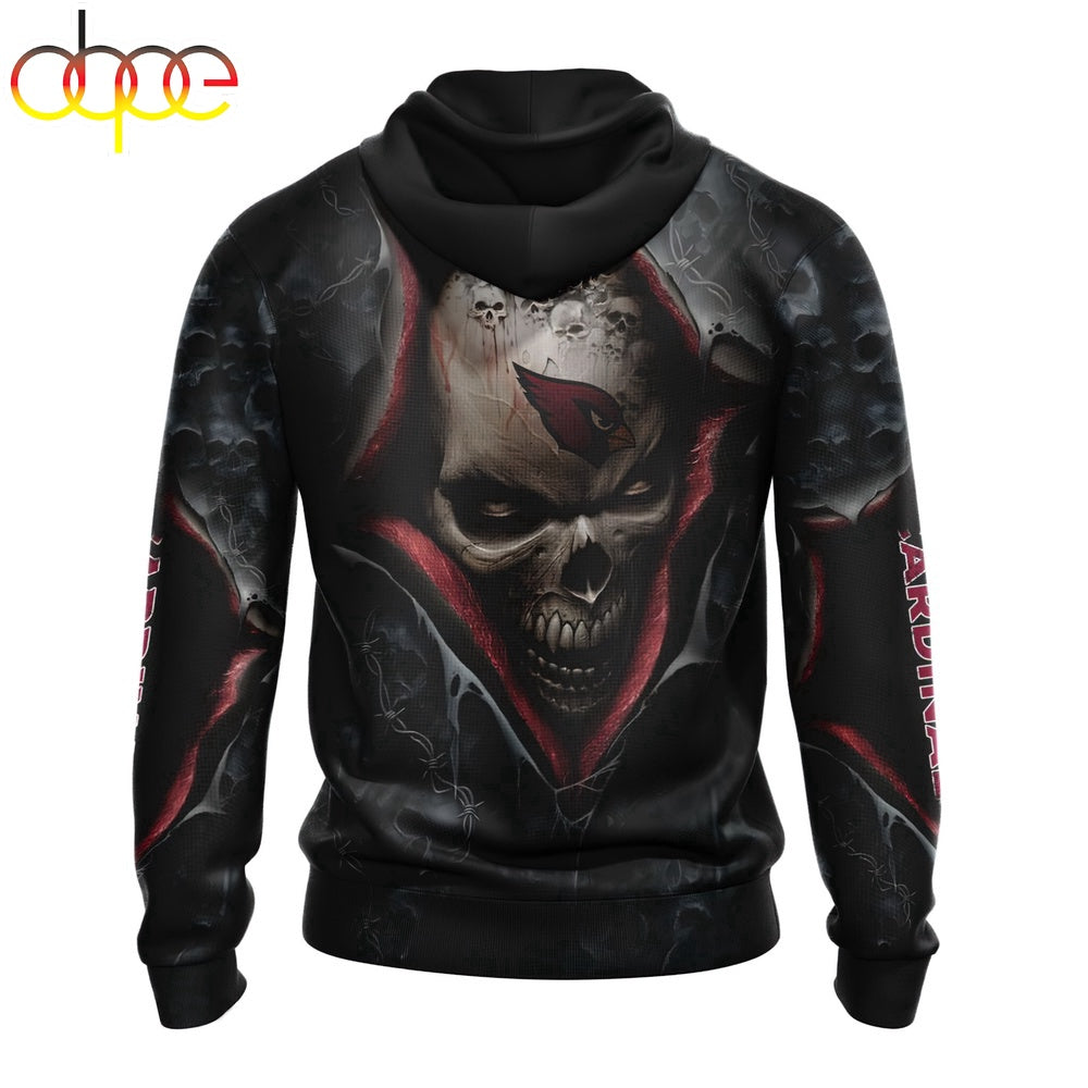 NFL Arizona Cardinals Skull All Over Print Hoodie Shirt Gift For Fans