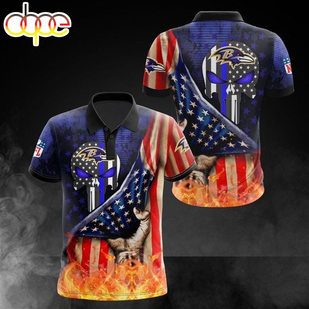 NFL Baltimore Ravens American Flag Polo Shirt