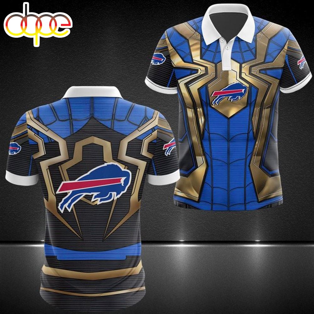 NFL Buffalo Bills Blue Golden Spider Man Edition Polo Shirt