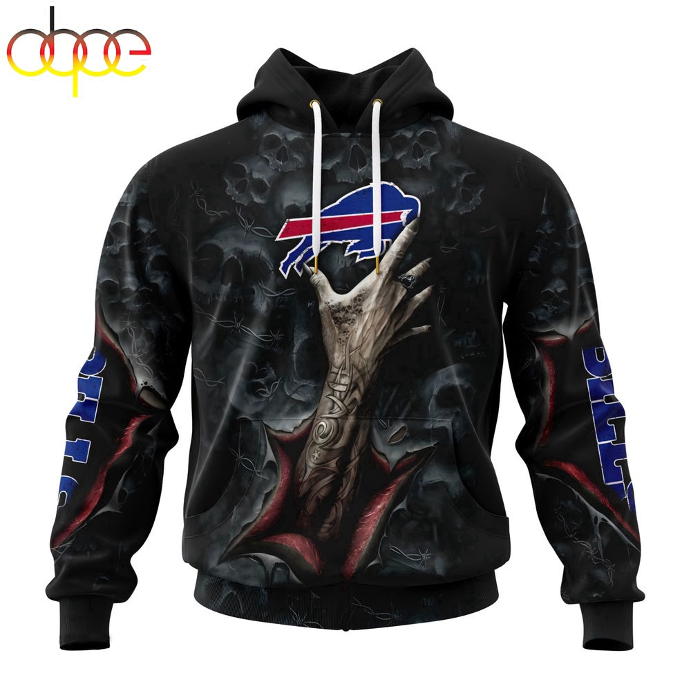 NFL Buffalo Bills Skull All Over Print Hoodie Gift For Fans
