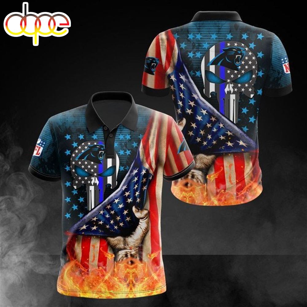 NFL Carolina Panthers American Flag Polo Shirt V2