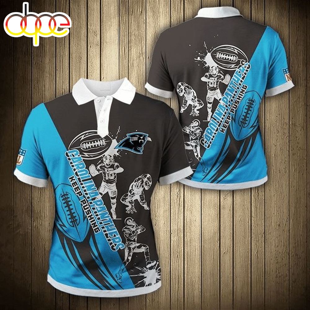 NFL Carolina Panthers Blue Black Polo Shirt V5
