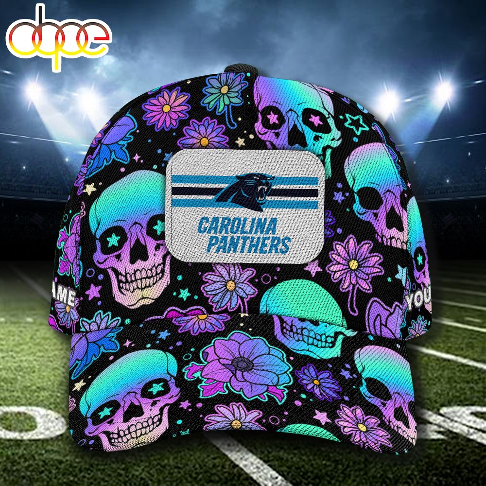 NFL Carolina Panthers Custom Name Cap Skull