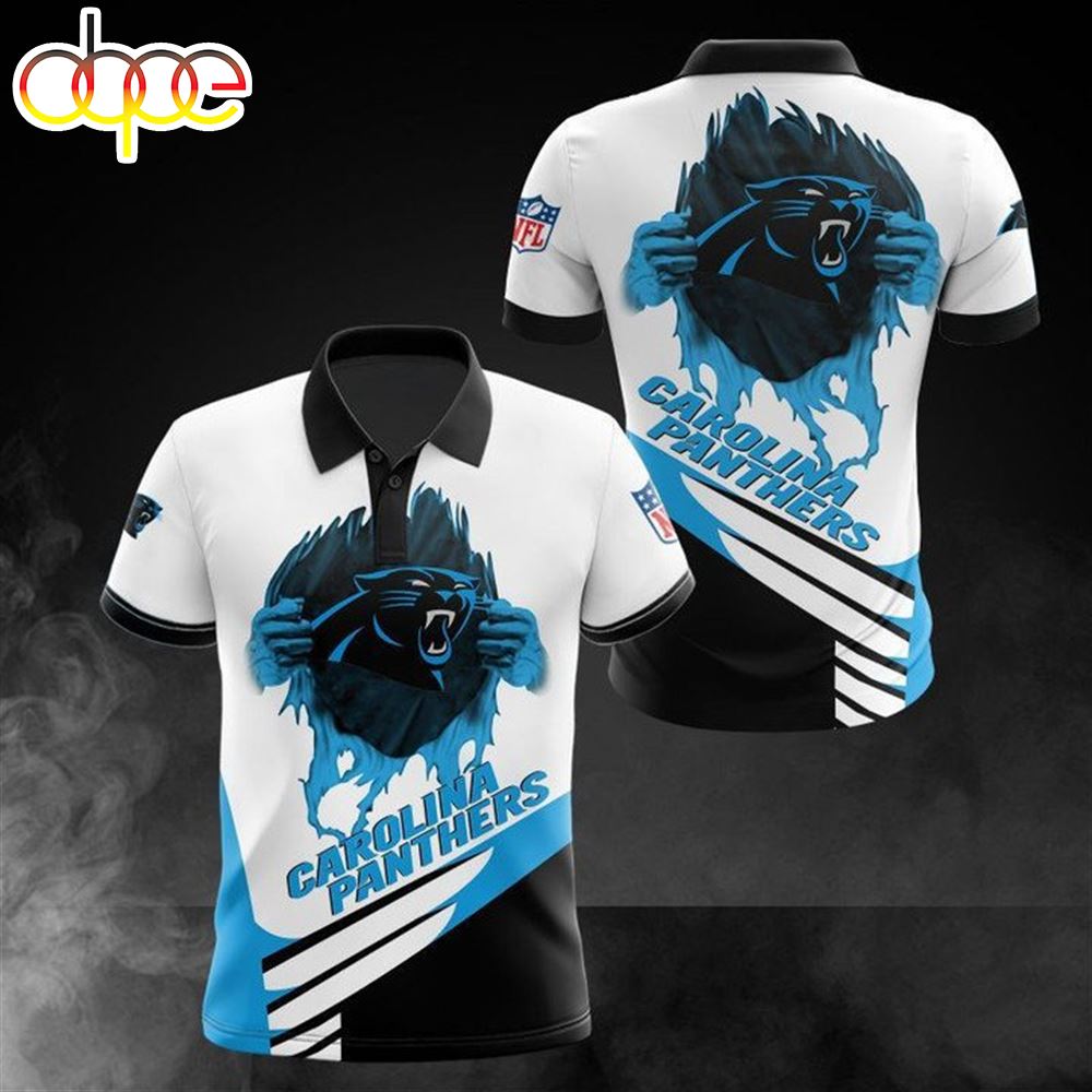 NFL Carolina Panthers White Blue Polo Shirt