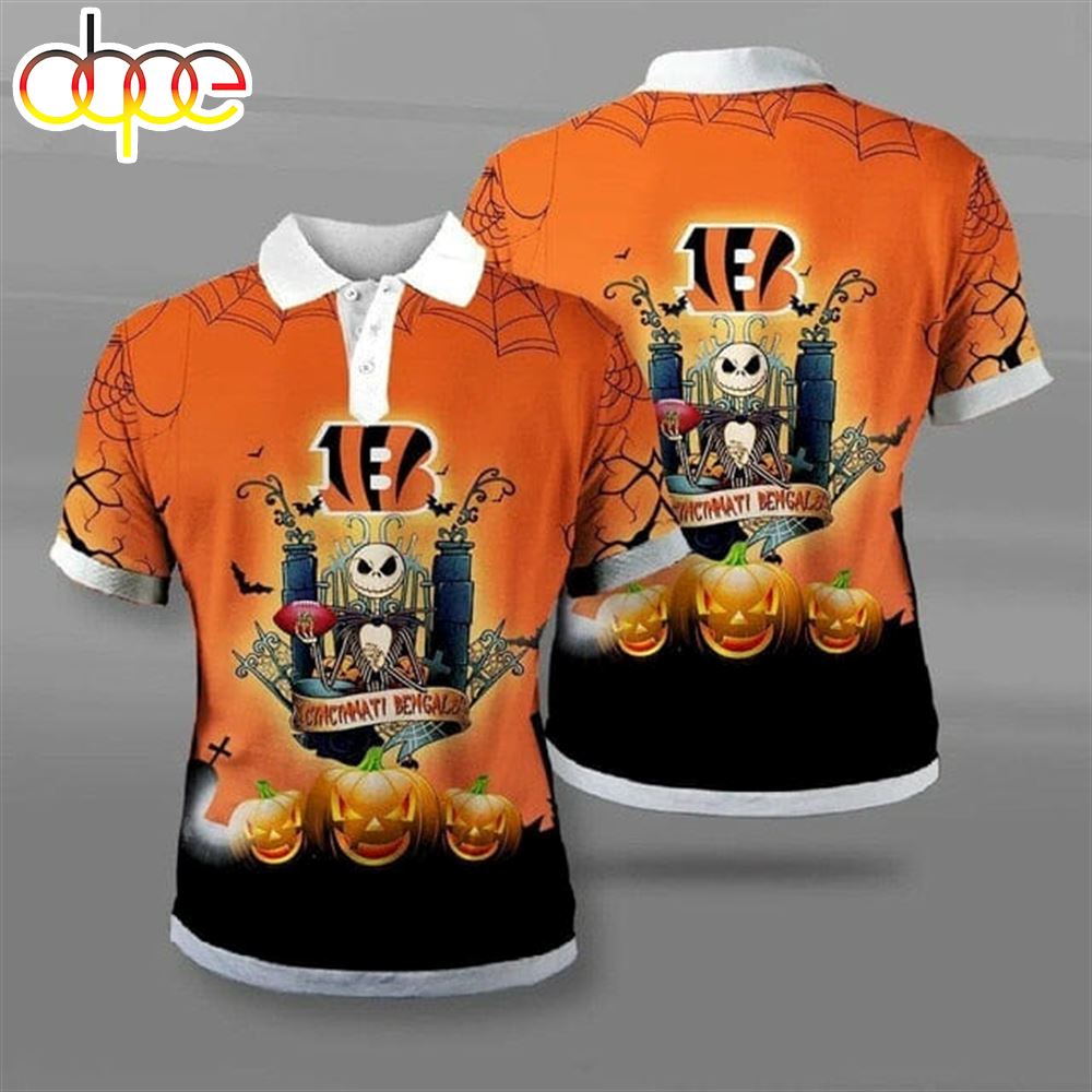 NFL Cincinnati Bengals Jack Skellington Halloween Polo Shirt