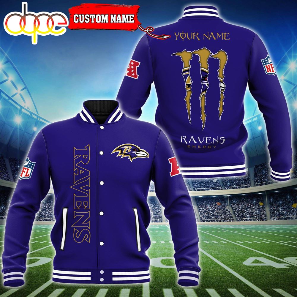NFL Custom Name Baltimore Ravens Baseball Jacket