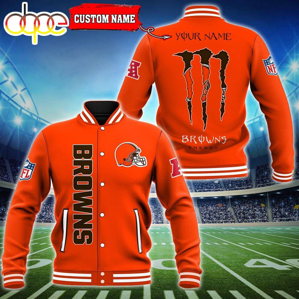 NFL Custom Name Cleveland Browns Baseball Jacket