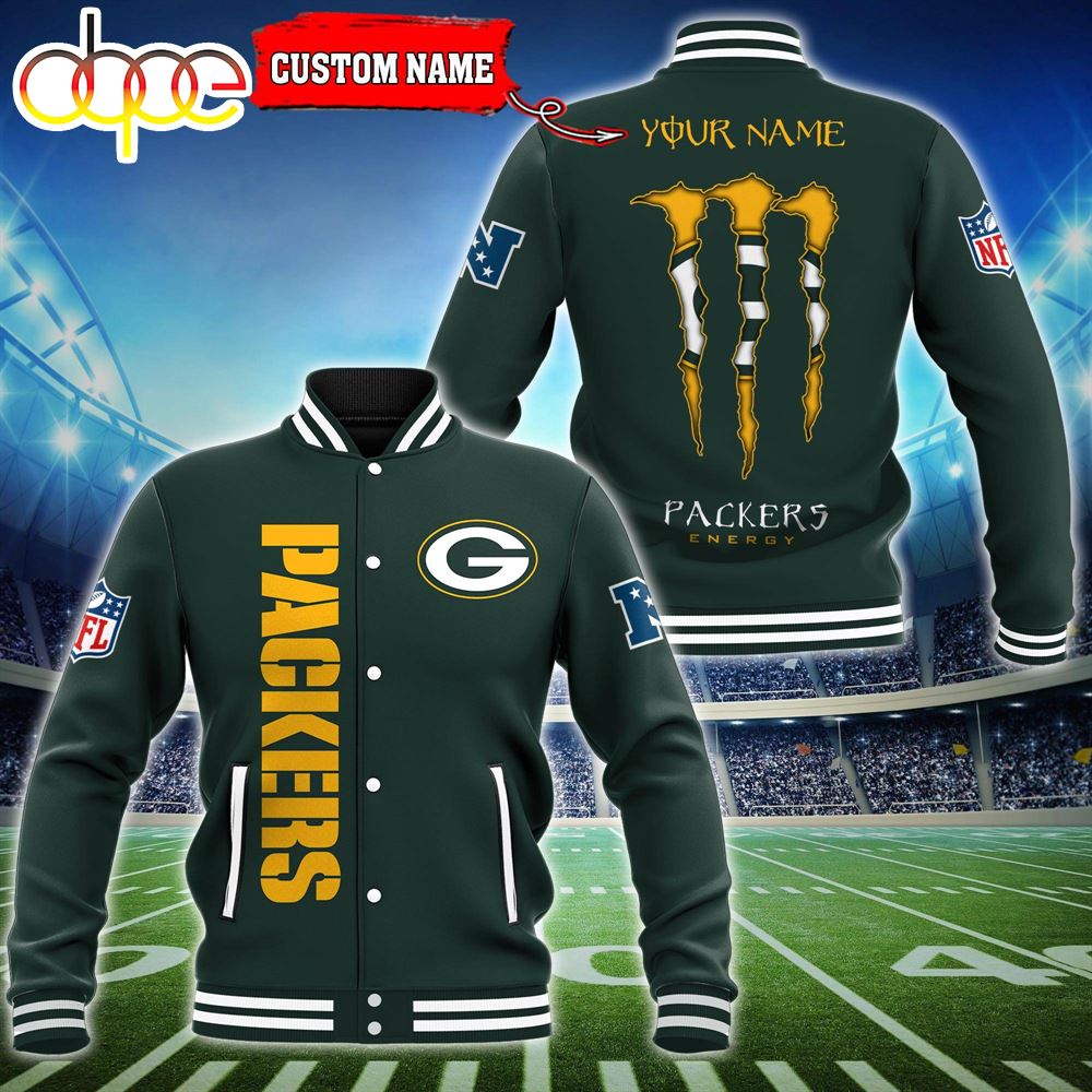 NFL Custom Name Green Bay Packers Baseball Jacket