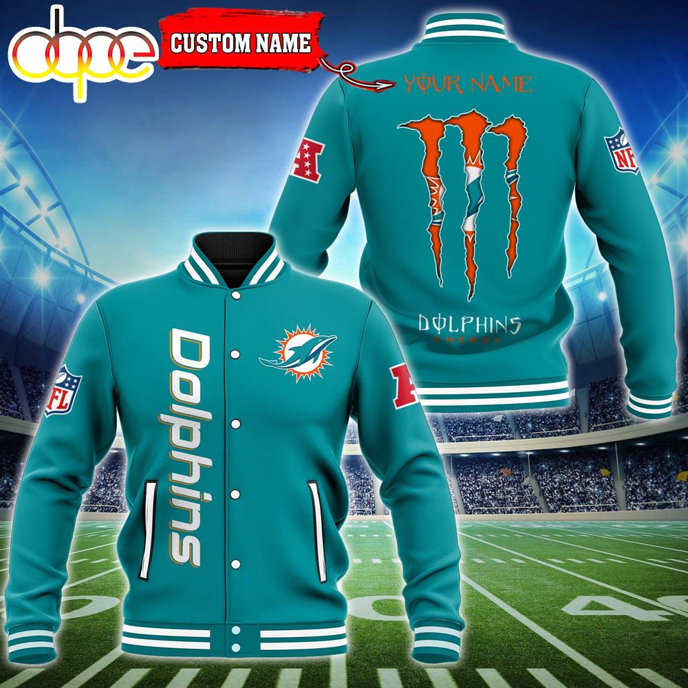 NFL Custom Name Miami Dolphins Baseball Jacket