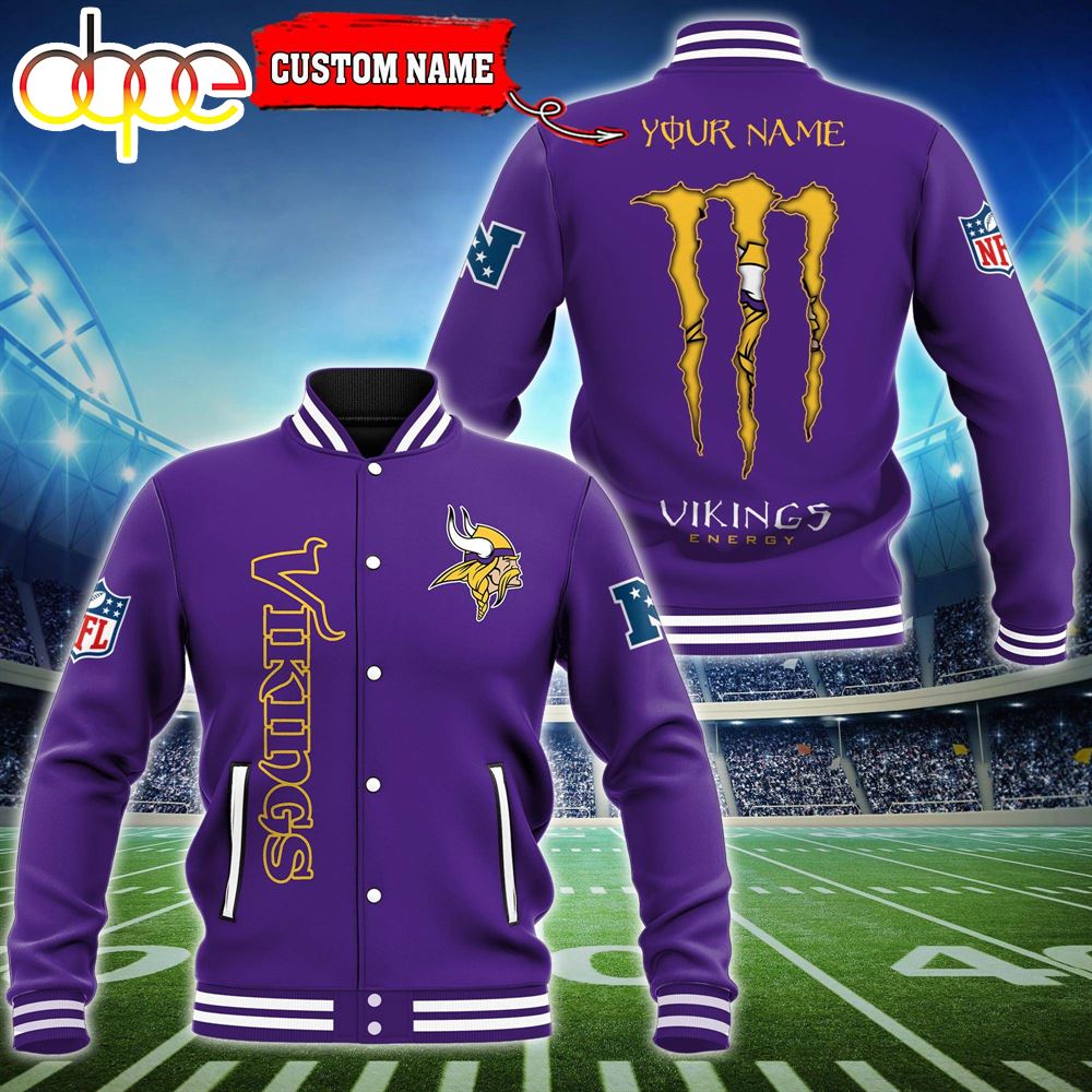 NFL Custom Name Minnesota Vikings Baseball Jacket