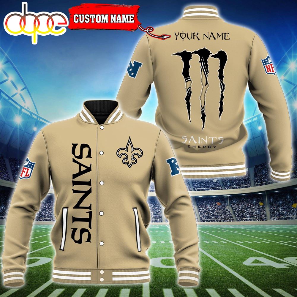 NFL Custom Name New Orleans Saints Baseball Jacket