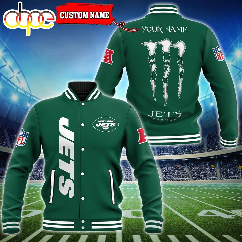 NFL Custom Name New York Jets Baseball Jacket
