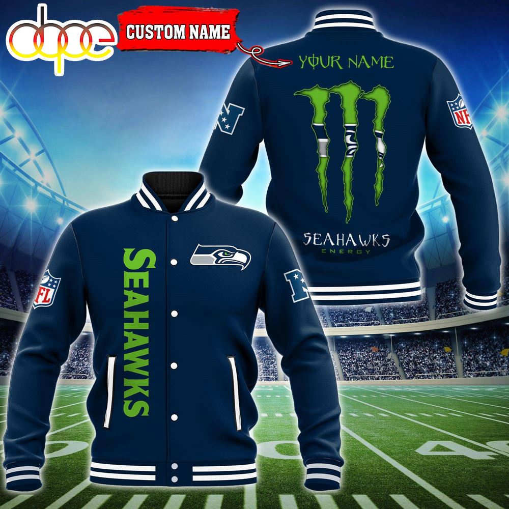 NFL Custom Name Seattle Seahawks Baseball Jacket