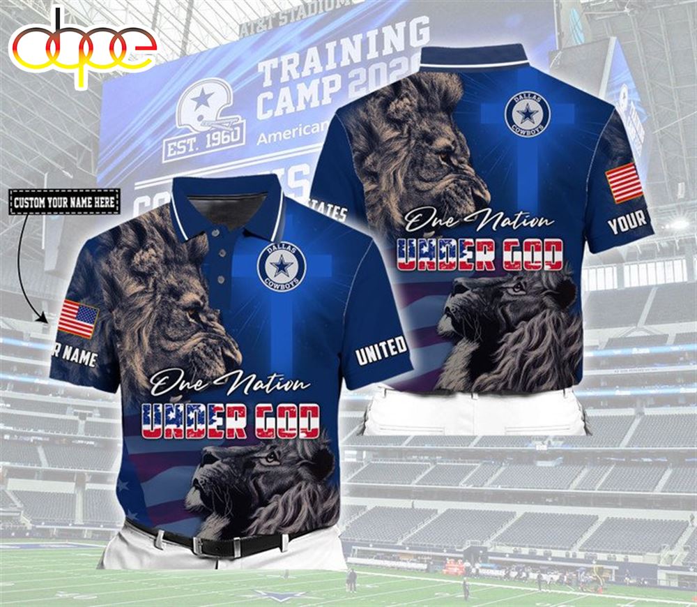NFL Dallas Cowboys Custom Name One Nation Under God Polo Shirt V6
