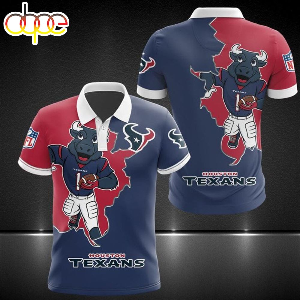 NFL Houston Texans Blue Red Polo Shirt V2