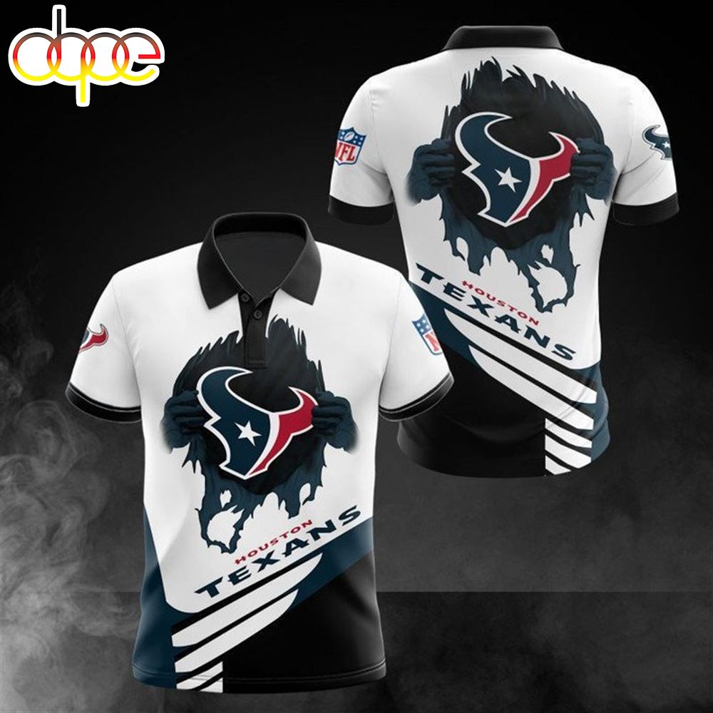 NFL Houston Texans White Blue Polo Shirt