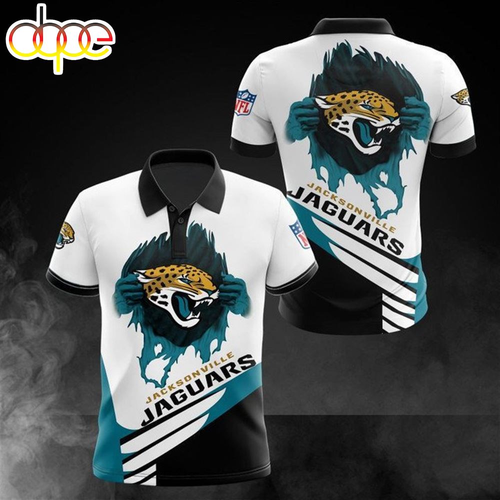 NFL Jacksonville Jaguars White Teal Polo Shirt