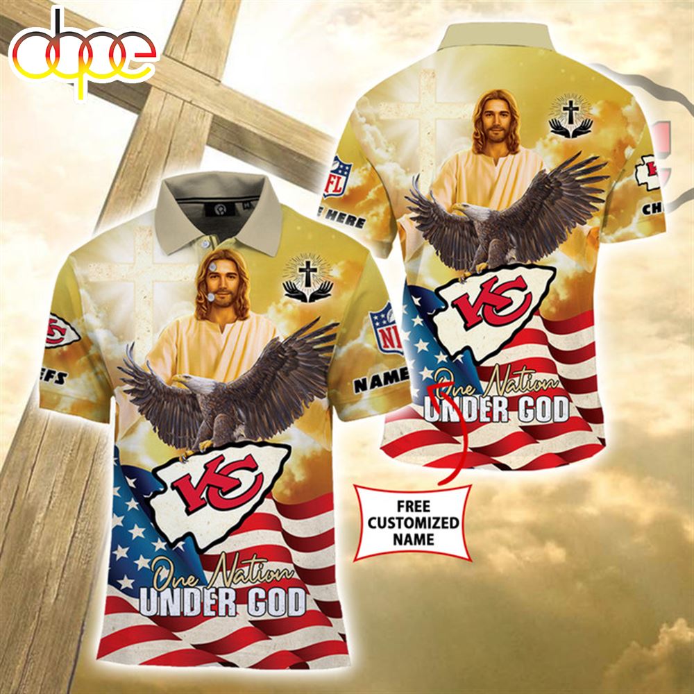 NFL Kansas City Chiefs Custom Name Gold Under God Polo Shirt