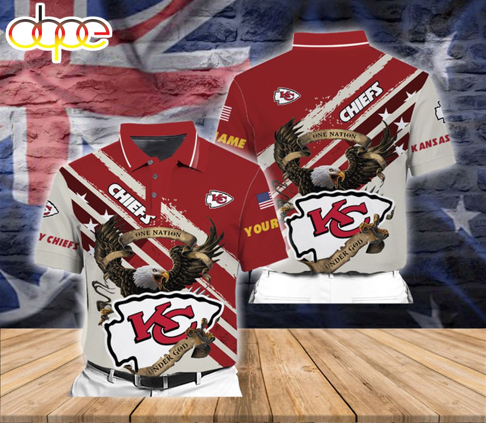 NFL Kansas City Chiefs Custom Name Red Cream Polo Shirt