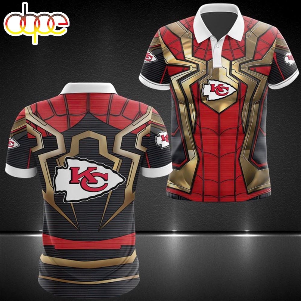 NFL Kansas City Chiefs Red Spider Man Polo Shirt