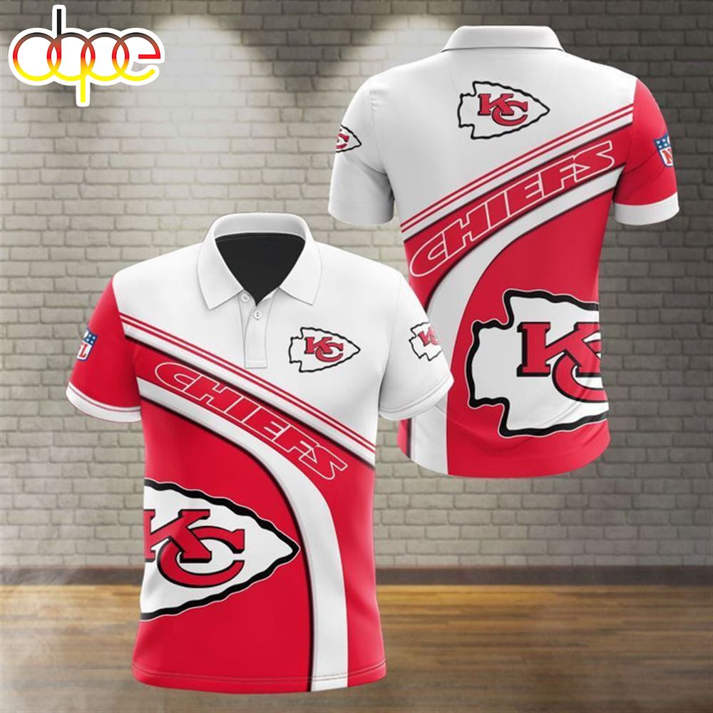NFL Kansas City Chiefs Red White Polo Shirt V2