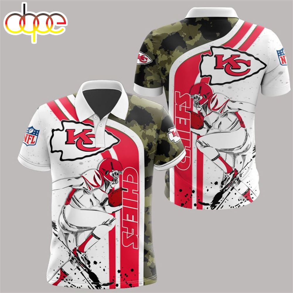 NFL Kansas City Chiefs White Red Camo Polo Shirt