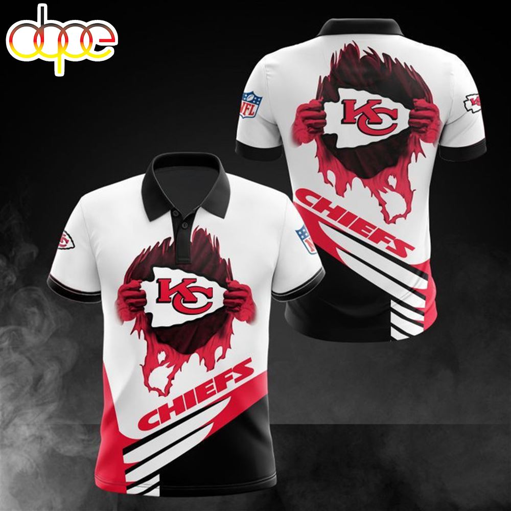 NFL Kansas City Chiefs White Red Polo Shirt