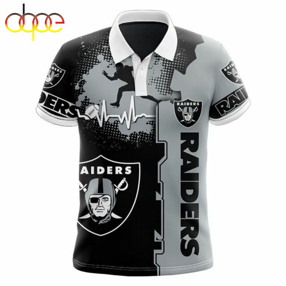 NFL Las Vegas Raiders Black Silver Polo Shirt
