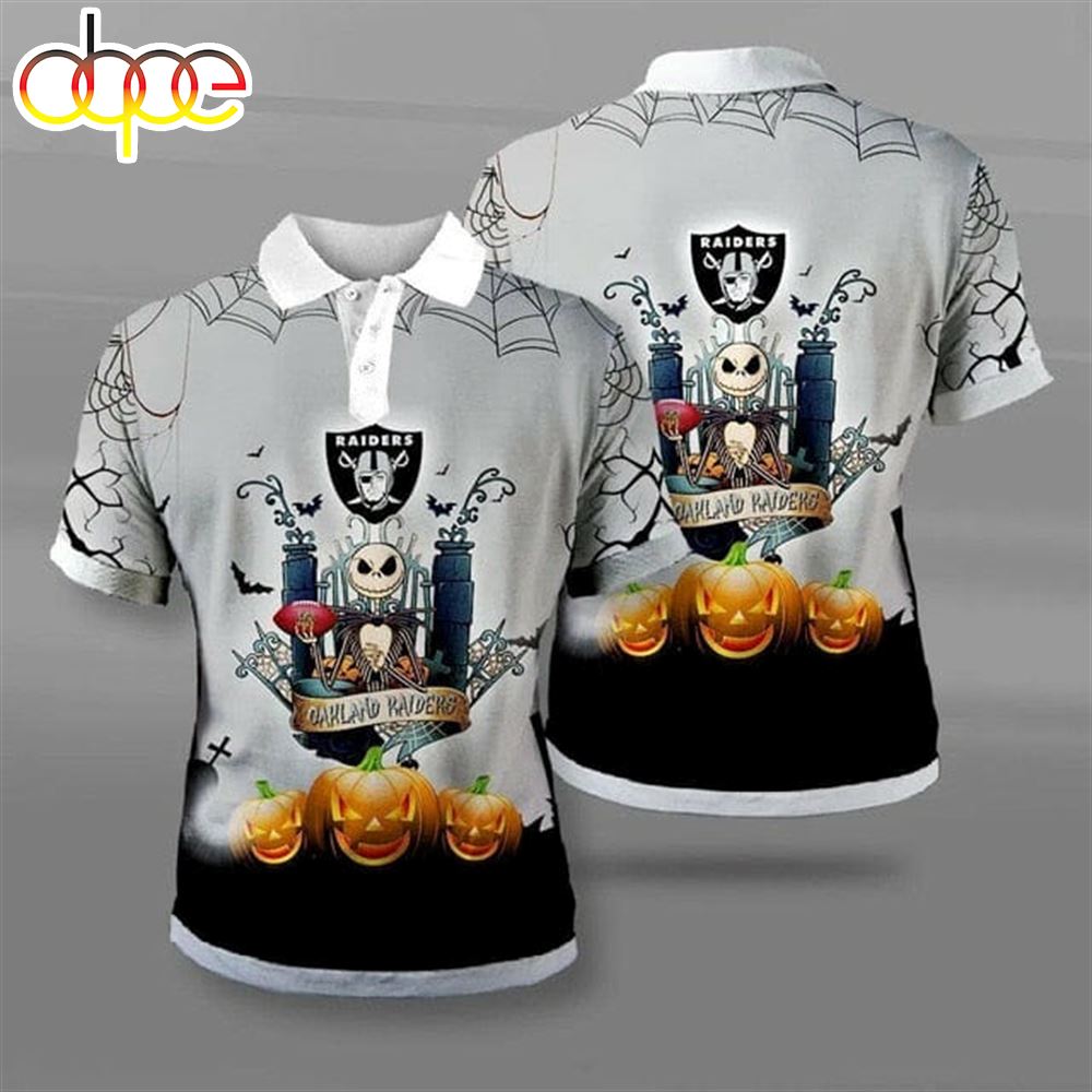 NFL Las Vegas Raiders Jack Skellington Halloween Polo Shirt