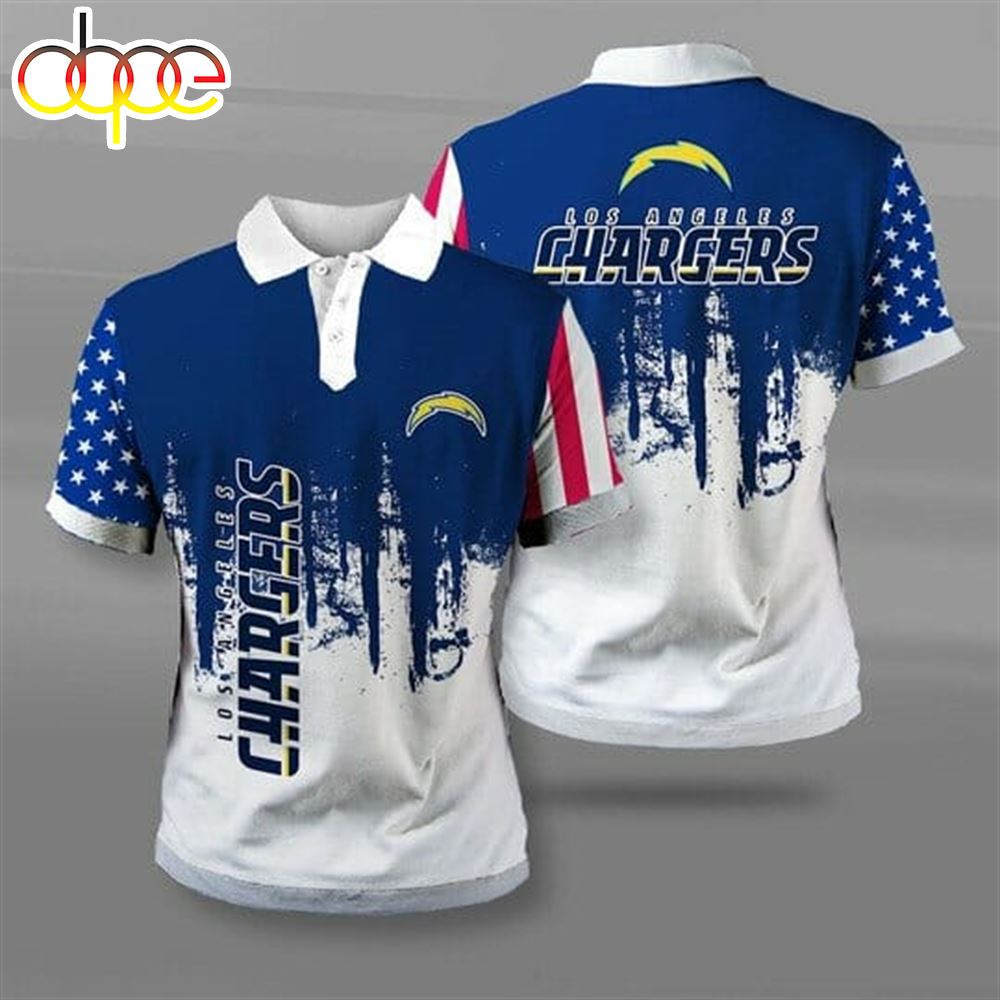 NFL Los Angeles Chargers Blue White Polo Shirt V4