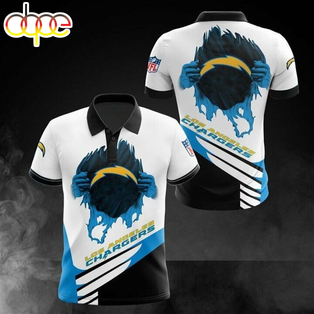 NFL Los Angeles Chargers White Blue Polo Shirt