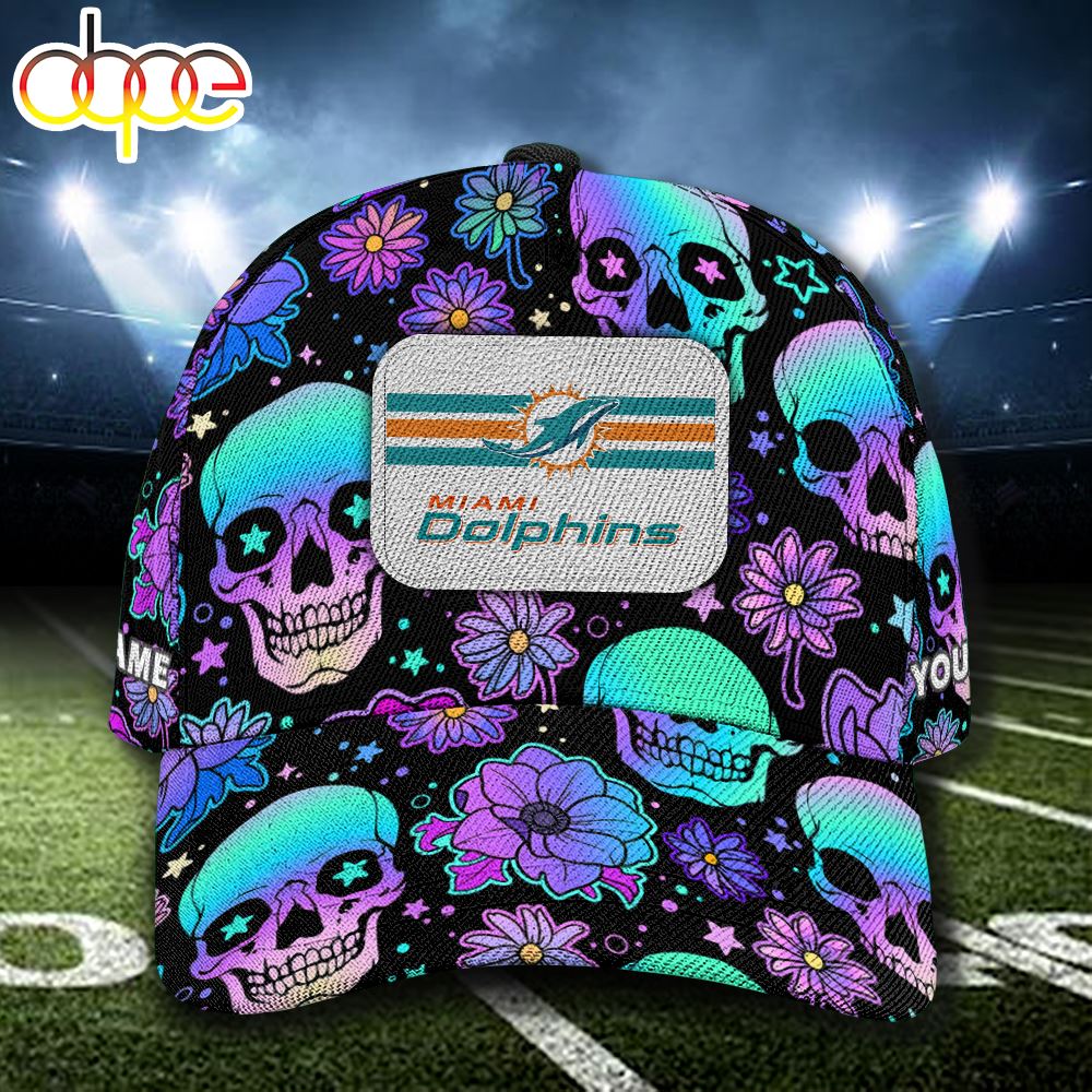 NFL Miami Dolphins Custom Name Cap Skull