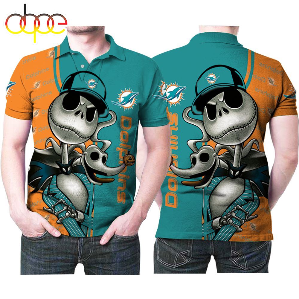 NFL Miami Dolphins Jack Skellington Polo Shirt