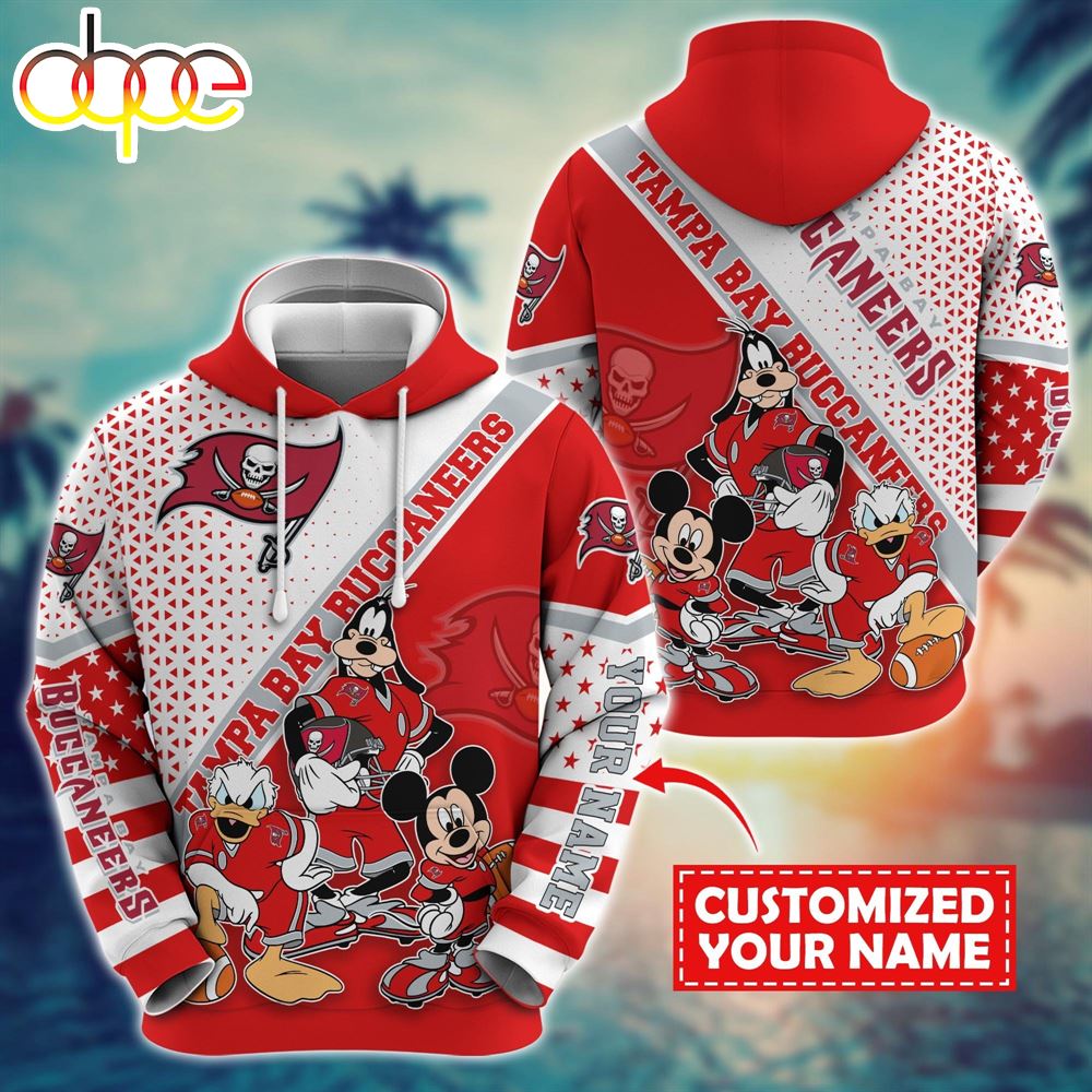 NFL Mickey Mouse Tampa Bay Buccaneers Character Cartoon Movie Custom Name Hoodie New Arrivals