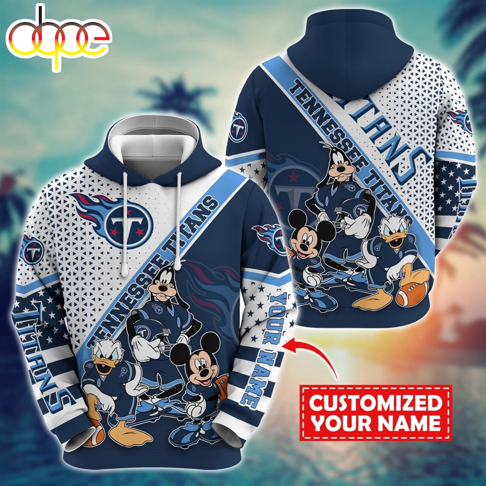 NFL Mickey Mouse Tennessee Titans Character Cartoon Movie Custom Name Hoodie New Arrivals