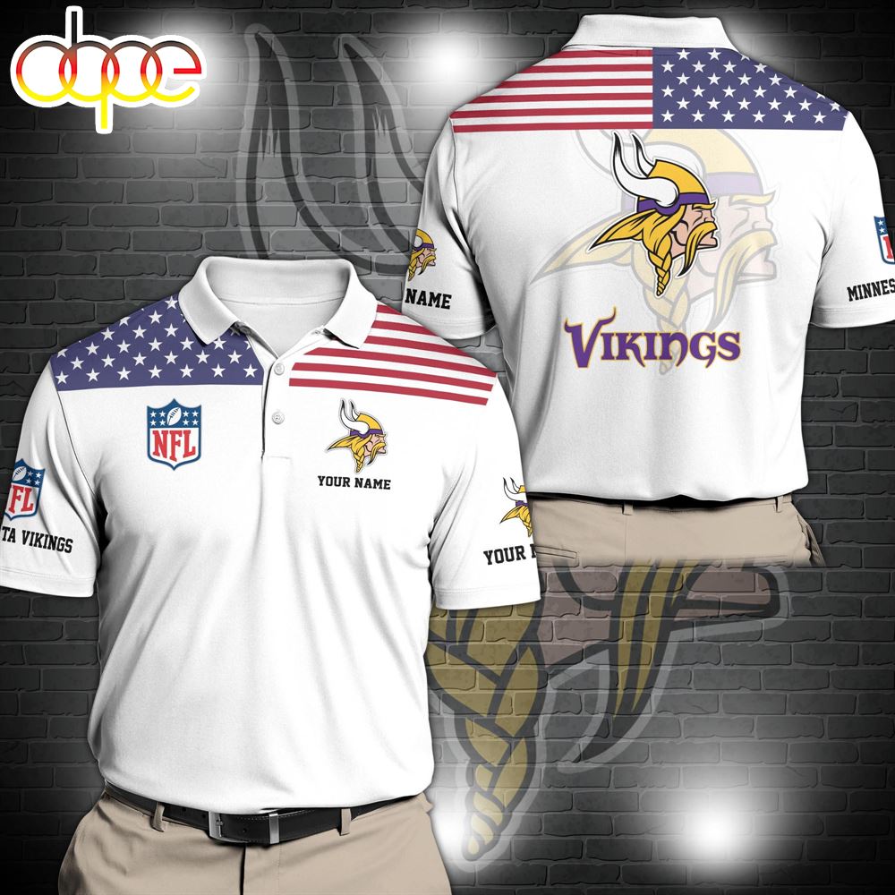 NFL Minnesota Vikings Sport Polo Shirt Custom Your Name