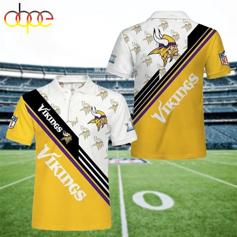 NFL Minnesota Vikings White Yellow Polo Shirt