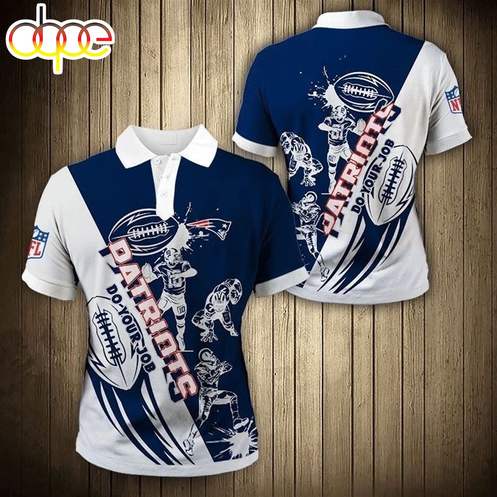 NFL New England Patriots Do Your Job White Blue Polo Shirt