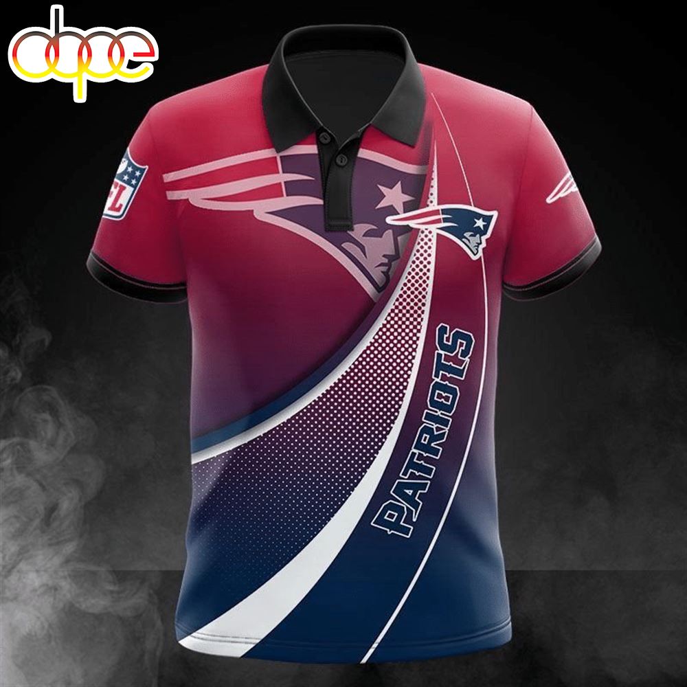 NFL New England Patriots Red Blue Polo Shirt V2